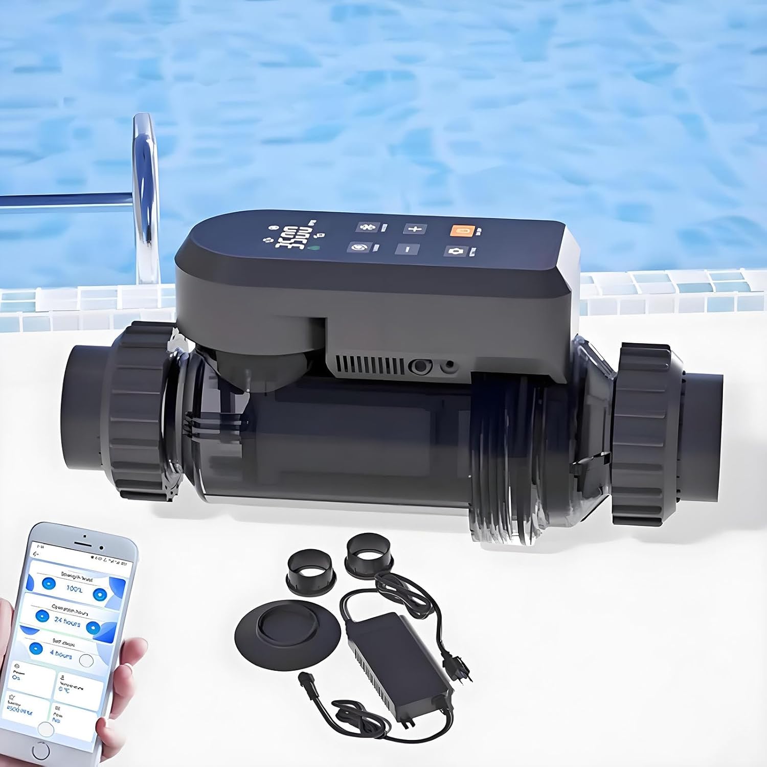 Intelligent Salt Chlorine Generator for Swimming Pools– Salt Water Pool Chlorinator, Salt Chlorine Generator with Built-in Wi-Fi & APP Control 50g/h