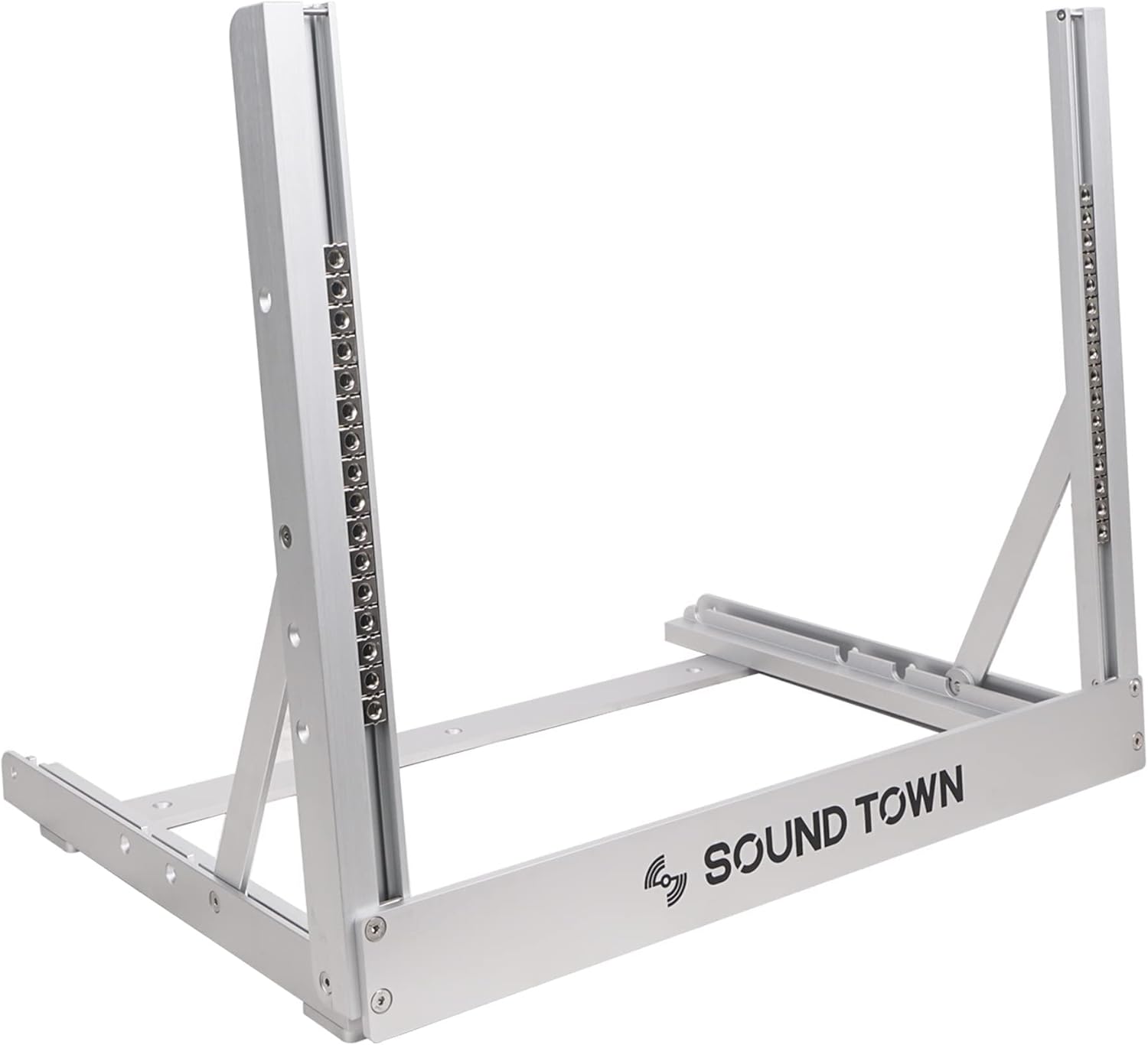 Sound Town 8U Aluminum 2-Post Desktop Open-Frame Rack, Angle Adjustable, for Audio/Video, Network Switches, Routers, Patch Panels (2PF-8A)