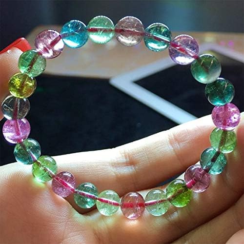 1 strands natural colorful purple green pink blue tourmaline multi-color stretch bracelet round beads 7.5mm 04501