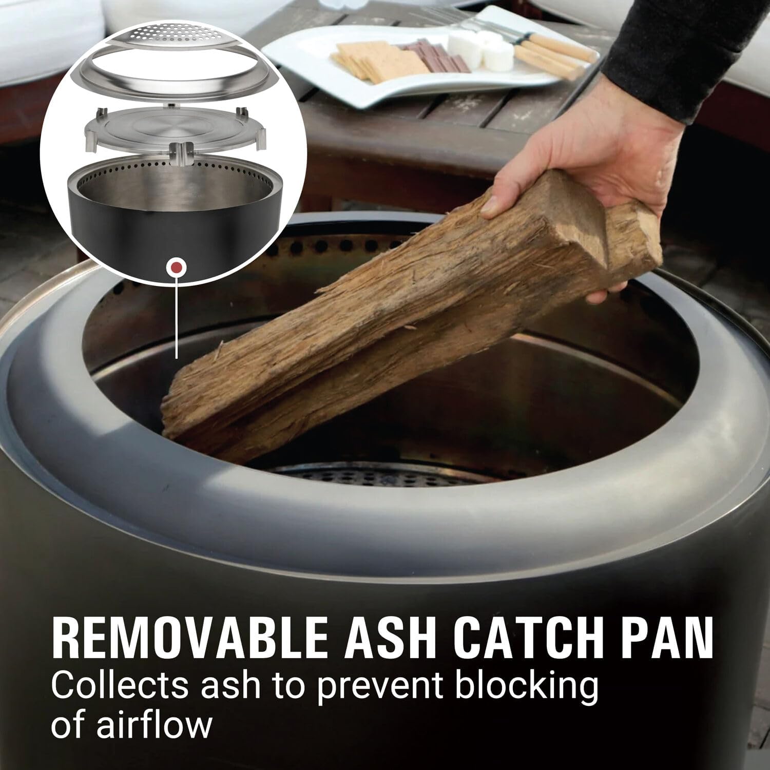 Coleman Cityscapes 15” Smokeless Fire Pit, Round Wood Burning Fire Pit, Outdoor Accessory for Backyard, Deck, Patio, Black