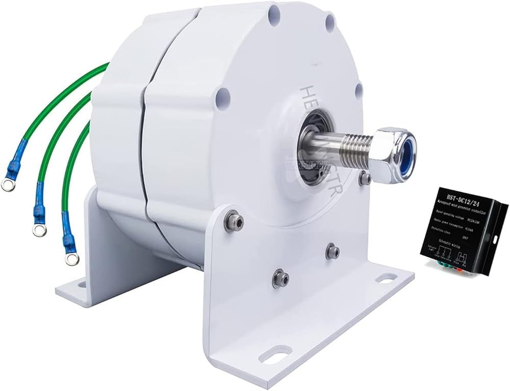 400-1200W Gearless Permanent Magnet Generator, 12V 24V 48V Low Speed AC Generator with Controller DIY Motor for Hydro Wind Turbines (With Base),12V