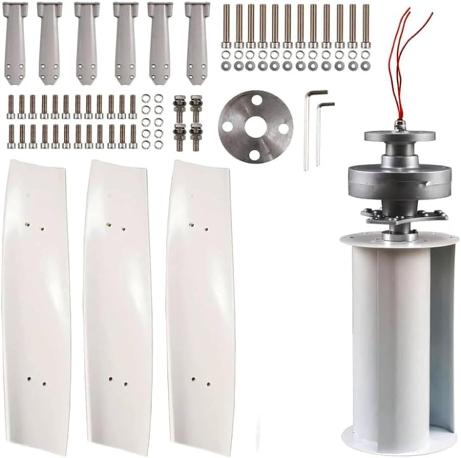 24v, 12000W Low Noise 3 Blades Magnetic Levitation Upright Wind Generator, 12V-220Vvertical Wind Turbine Householdwith Controller (White)