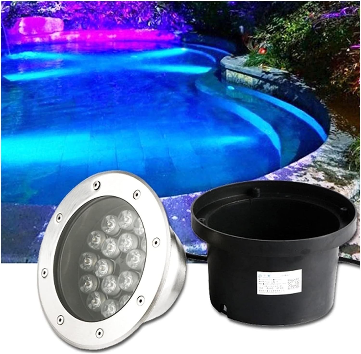 Submersible LED Light - 12V Outdoor Recessed Spot Light, IP68 Waterproof Stainless Steel Buried Lights, Underwater Lights for Ponds, Spotlight Water Feature Lighting(Cold White,24W)