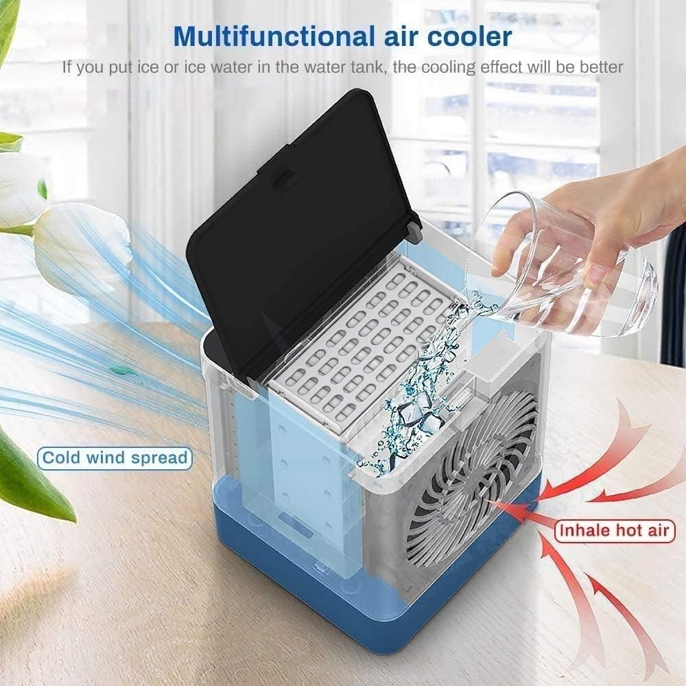 Mini Portable Air Conditioner, Personal Evaporative Air Cooler, Desk Cooling Fan, Mini Air Conditioner for Bedroom Office Outdoor
