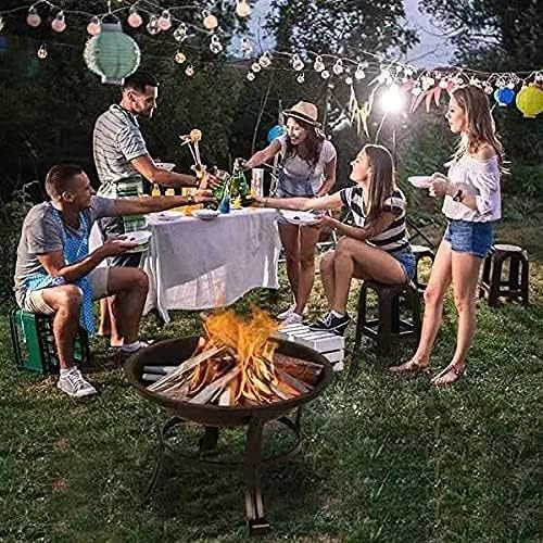 BBQ Grill Outdoor 22Inch Outdoor Fire Pits, Patio Stove Wood Burning BBQ Grill Fire Pit Bowl Iron Round Shape Fire Pit for Outside Wood Burning for Backyard Garden Patio Heating, Camping and BBQ