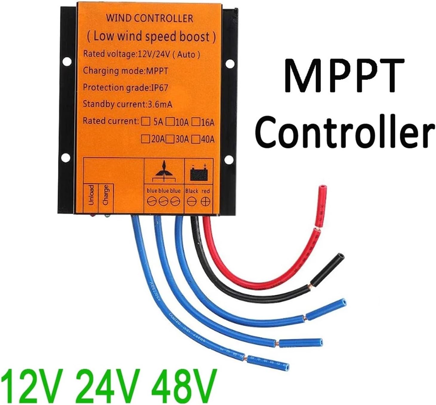 20000W 12V 24V 48V Horizontal Wind Turbine Generator Small Windmill with MPPT Charge Controller for Home Farm Low Starting Speed for Home(24V)