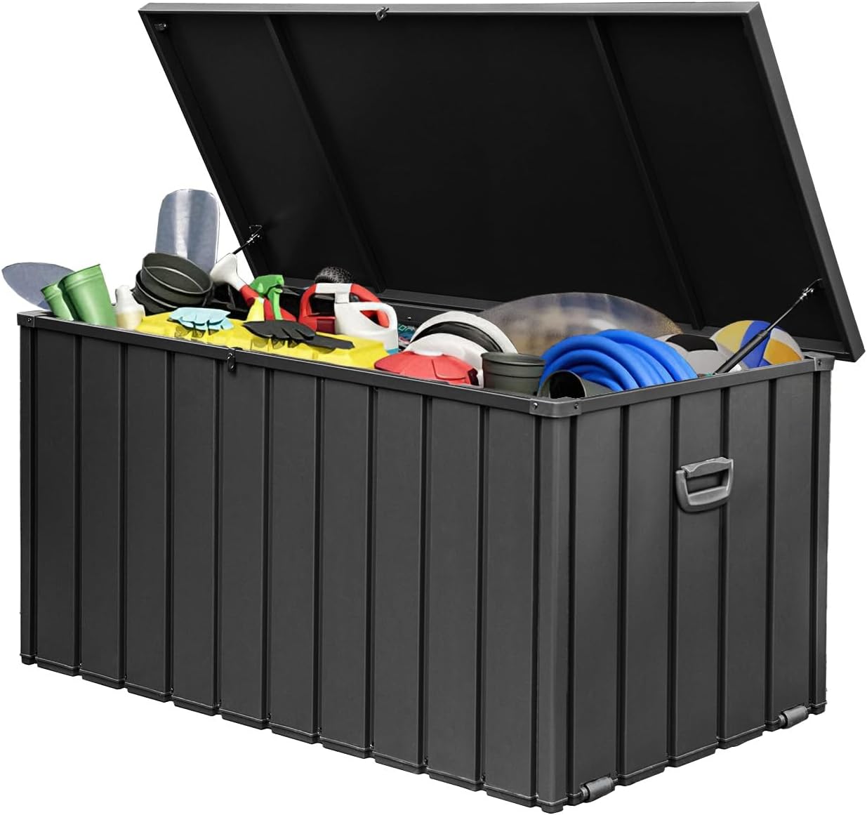 Domi 190 Gallo Deck Box, Metal Outdoor Storage Box with Lock Wheels, Waterproof Outside Storage Box for Patio Cushions