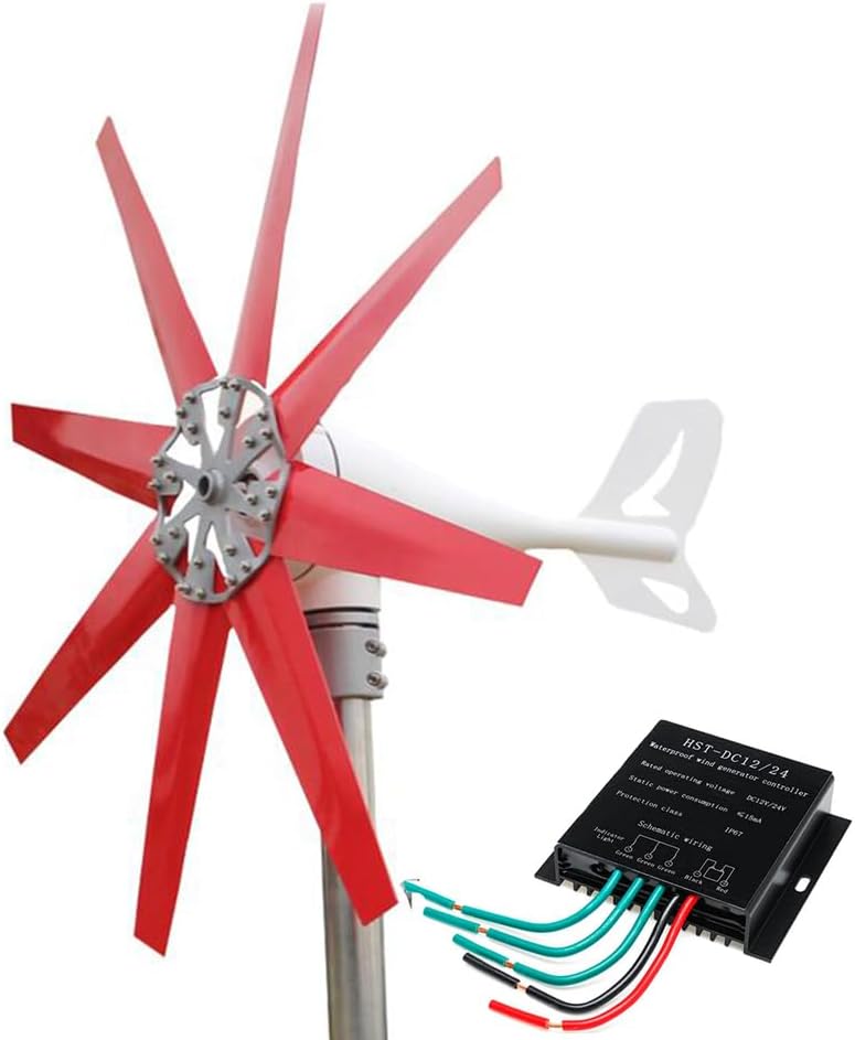 14000W Portable Wind Power Turbine Maglev Generator with Controller,12V-220V 8 Blades, Home Windmill Kit for Hybrid Wind Solar System(red)