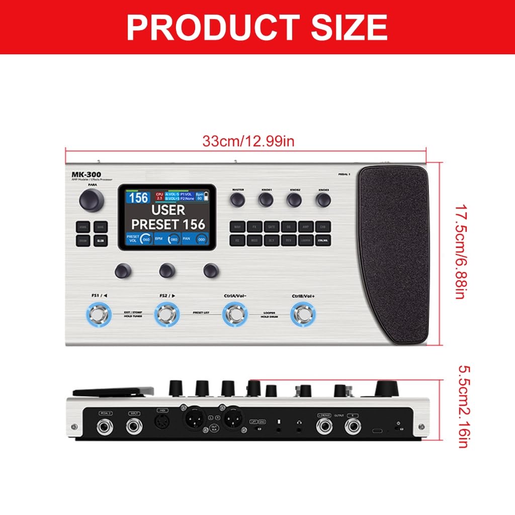 1 Set MK300 Guitar Processor 10Hrs Battery 2048pt Precised 300S Loopers