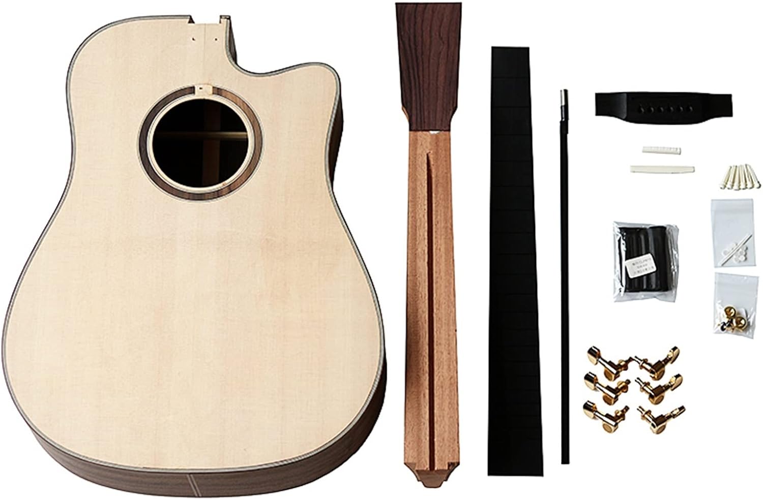 Folk Guitar Missing Corner Full Single Finished Barrel Combination Rosewood Back Side Spruce Veneer Guitar Material DIY Guitar Kit