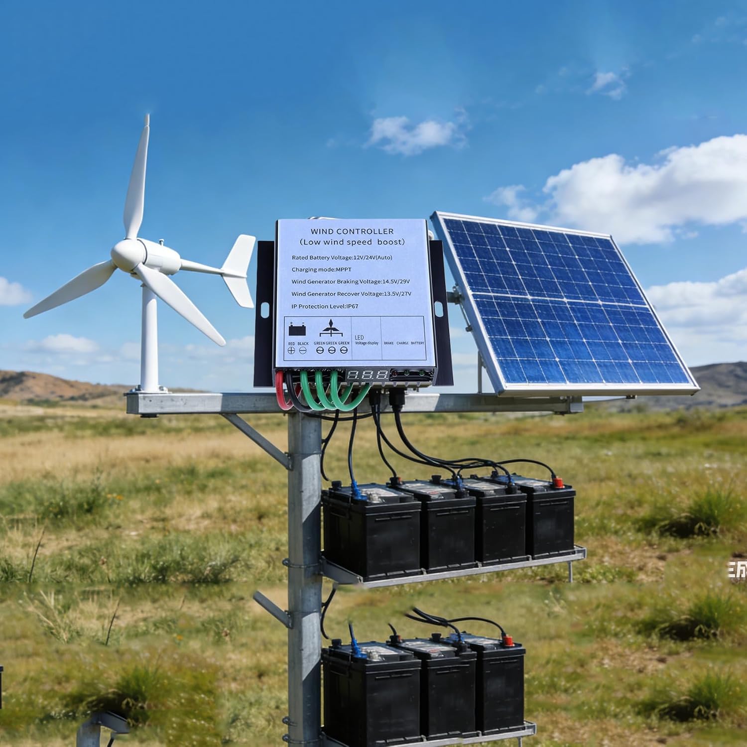 Wind Turbine Controller 3000W with MPPT Technology and IP67 Waterproof Rating,for Safe Operation in Adverse Weather 12V 24V 48V 220V