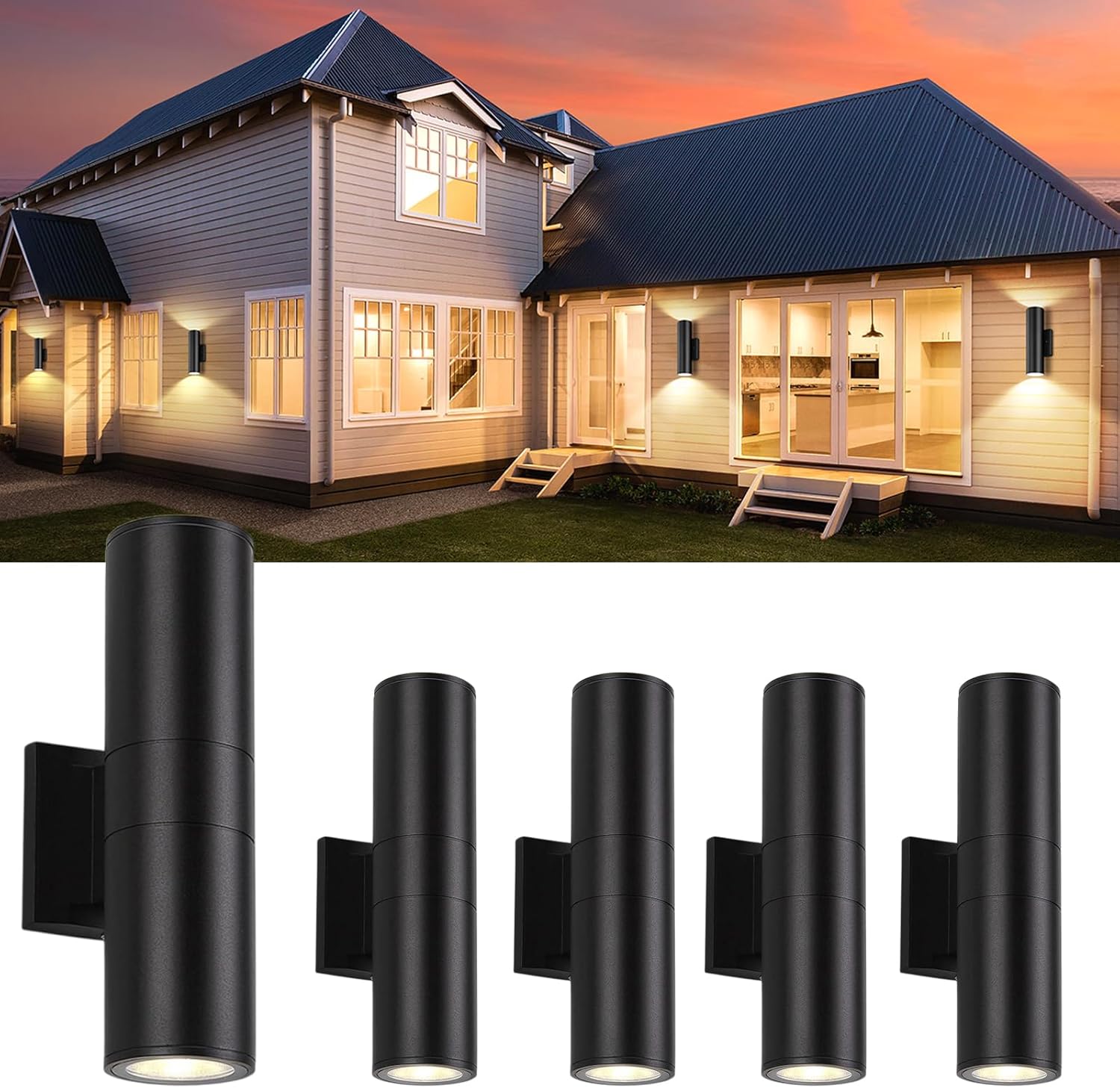 4 Pack 14inch LED Up & Down Wall Lights,18W E26 4000K Day White 1800LM Outdoor Wall Light Aluminum Body Waterproof IP65 led Porch Light for Wall Patio Garage Garden