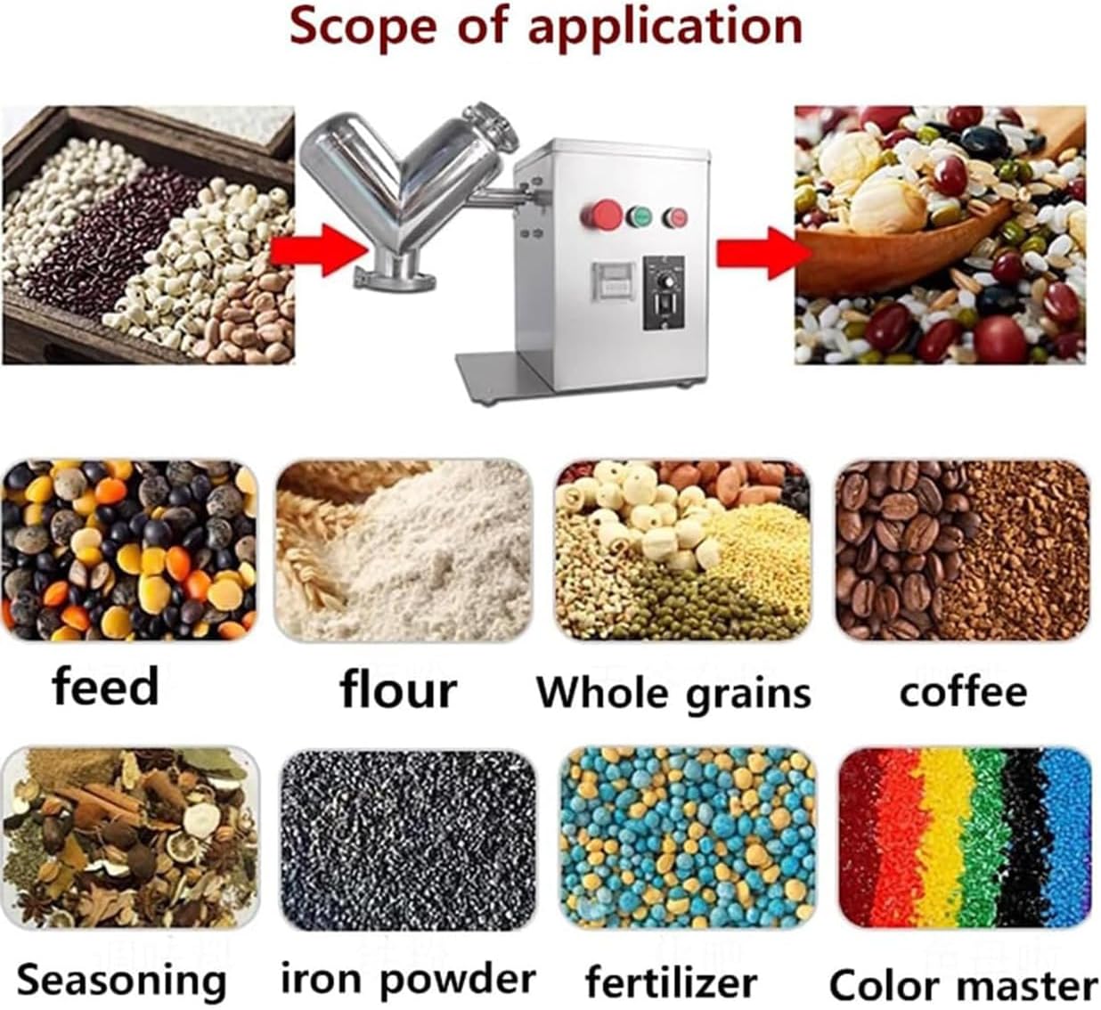 V-Type Dry Powder Mixer, 2L Chinese Medicine Particle Blender Feed Mixing Machine, Adjustable Speed and Timing Function, for Feed, Fertilizer, Fuel, Medicinal Powder