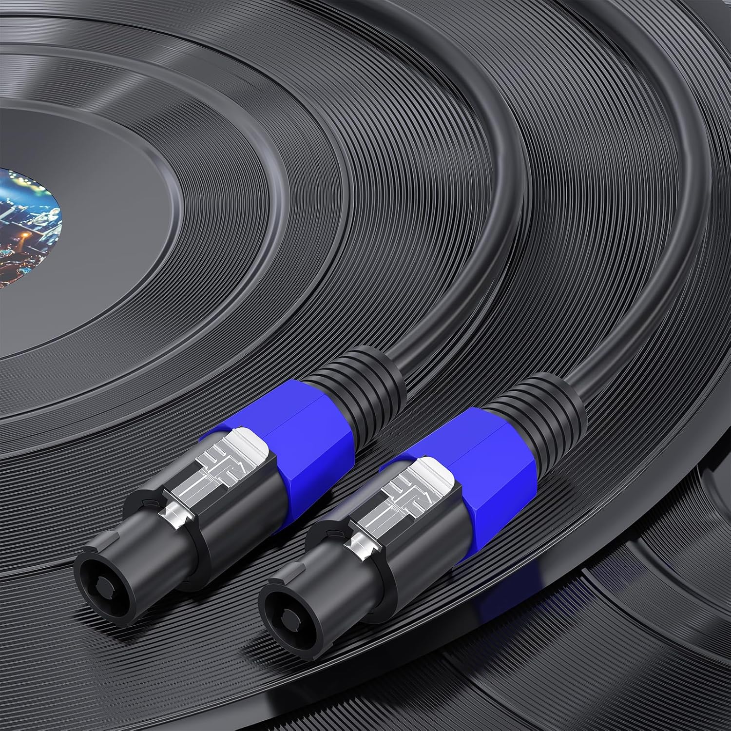 2 Pack 100 feet Professional Speakon to Speakon Cables, 12 AWG Patch Cords DJ/PA Audio Amplifier Speaker Cable Wire