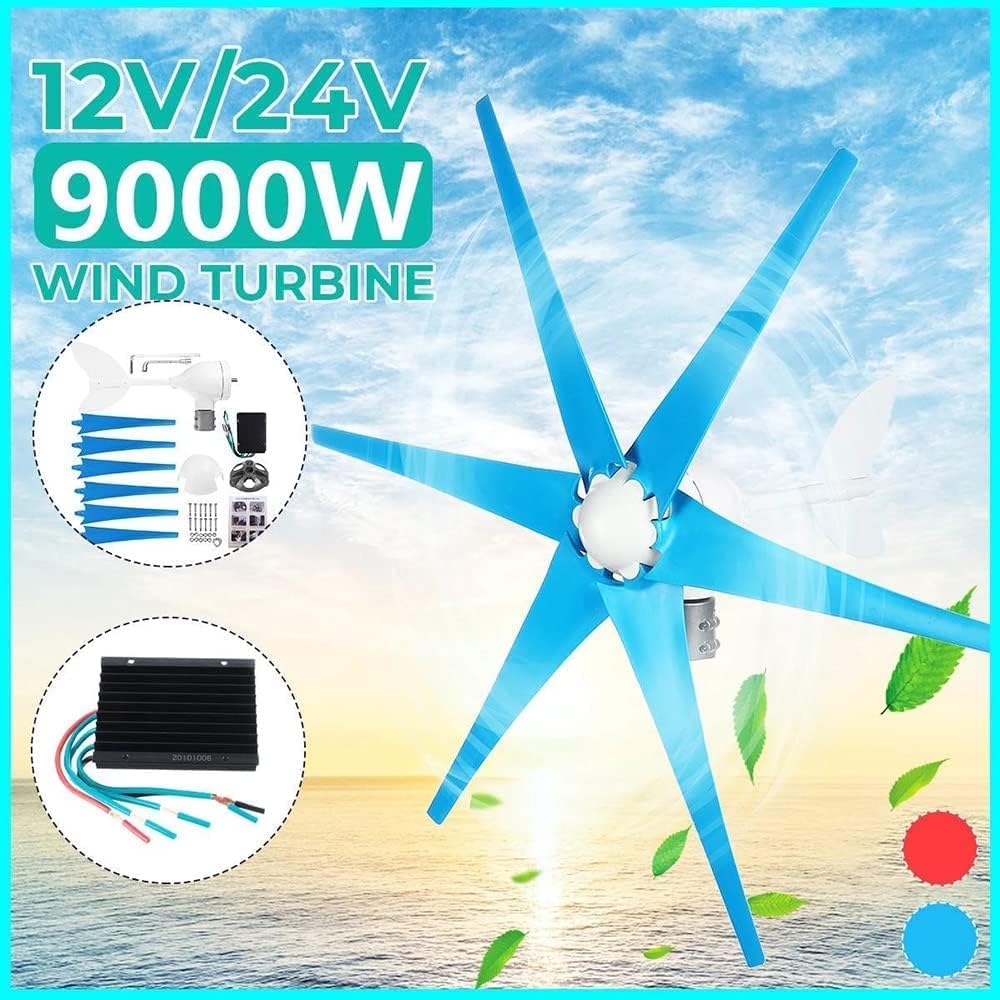 9000W Wind Turbine 6 Blade Kit Portable Vertical Axis Wind Turbine Generator Kit Suitable for Family Camping