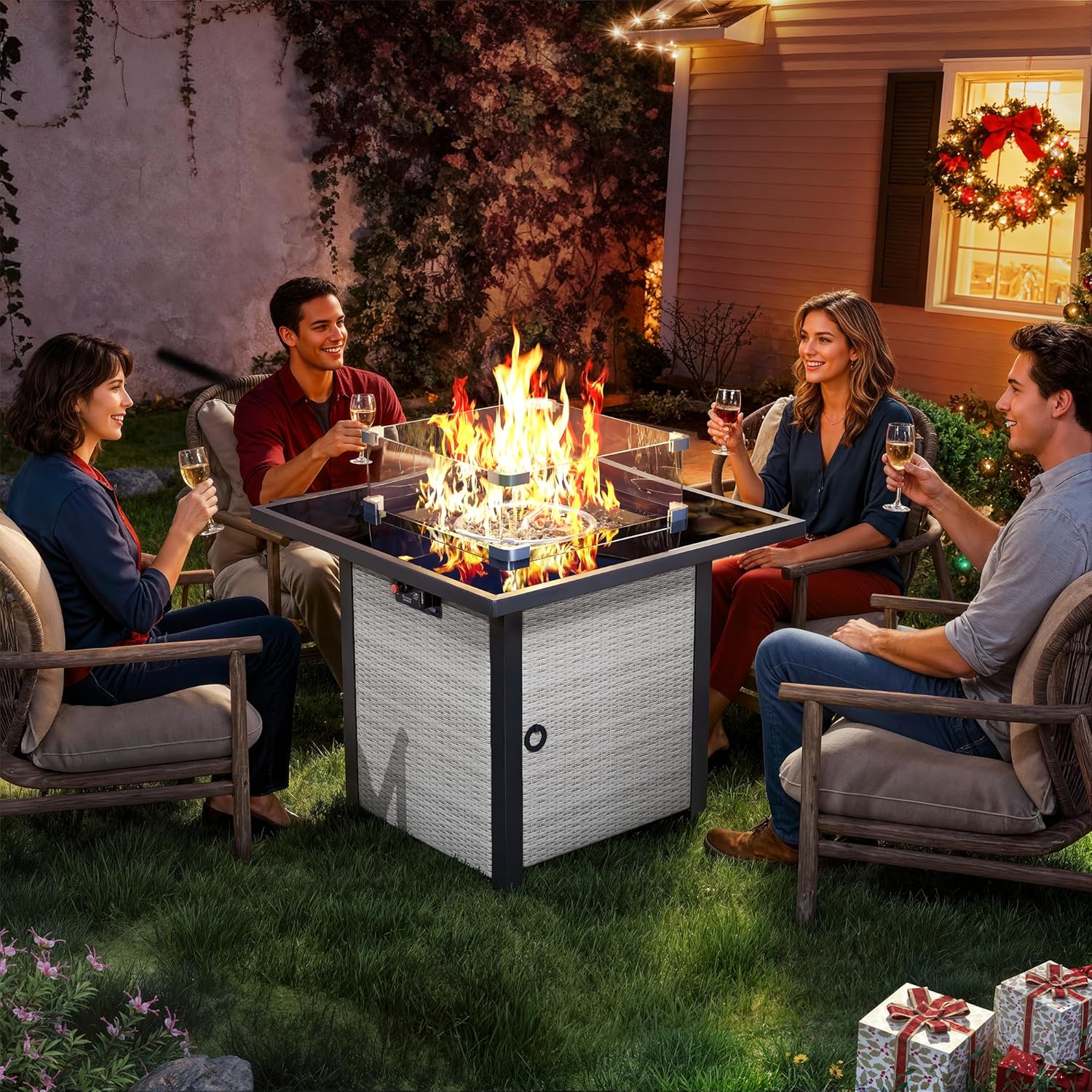 Propane Fire Pit Table, Outdoor Fire Pit Table, 28