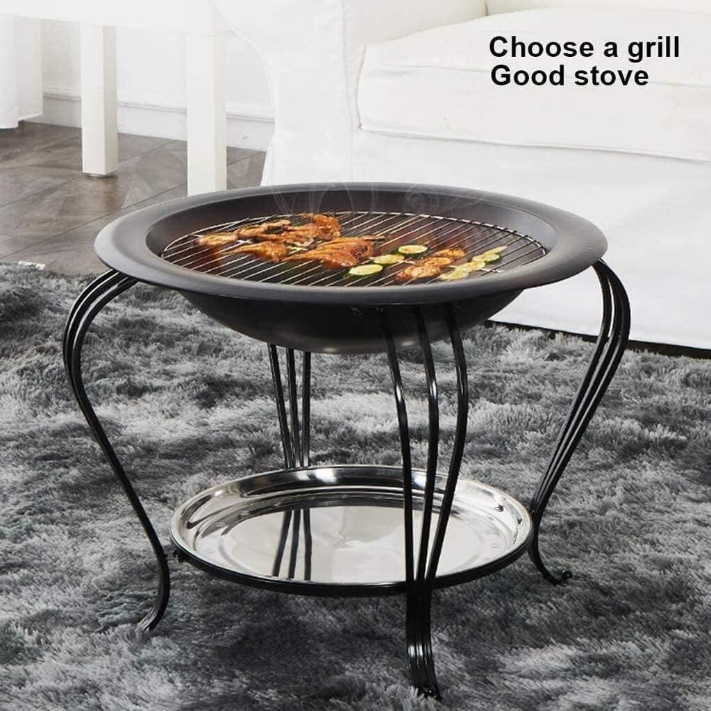 Garden Fire Pit Grill Bowl Grill Barbecue Rack Fire Pits Wood Burning Portable for Garden Patio Fire Pit Bowl with Mesh Spark Screen Cover Heater with Cover BBQ Cooking for Camping Backyard