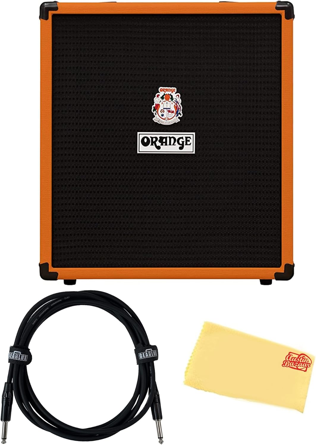 Orange Crush 50-Watt Bass Guitar Combo Amplifier Bundle with Instrument Cable and Austin Bazaar Polishing Cloth