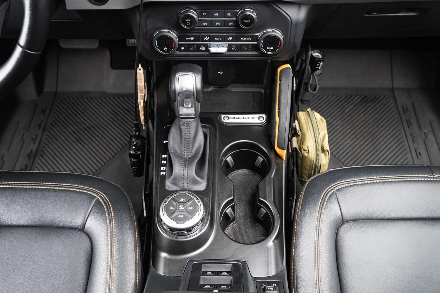 DV8's Center Console Molle Panels for 2021-2025 Ford Bronco | Mounts Quick Access Gear & Accessories | Durable Steel Construction | Black Powder Coat Finish | Driver & Passenger Side Panels Included