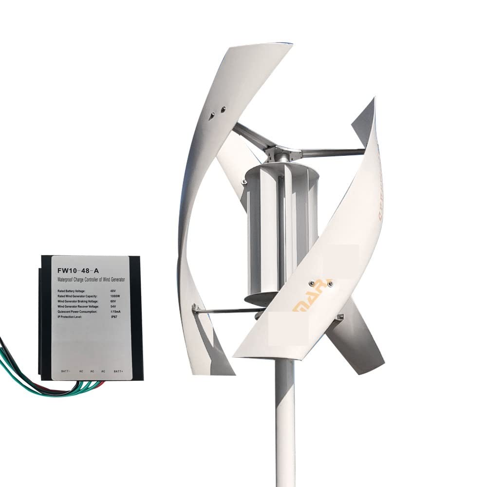 2000w Wind Turbine Generator 48v Alternative Energy Generator 220v AC Output Household Complete Kit with Controller Inverter - Onshore Wind(Hybrid Control,White_24V_2000W)