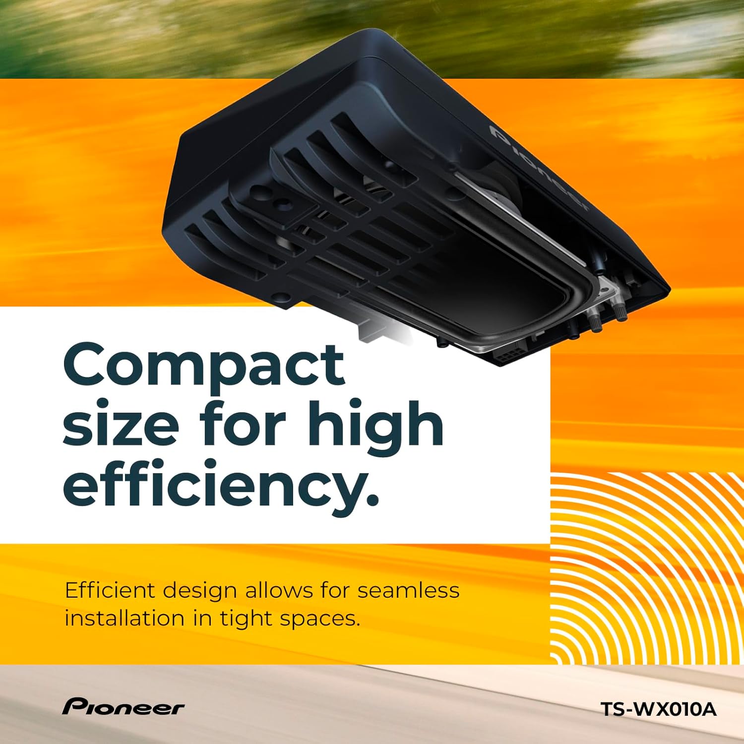 PIONEER TS-WX010A Under-Seat Subwoofer – 160W Max, Pre-Loaded, Built-in Amp for Easy Bass Upgrade, Enclosure Included, Amp Included, High-Level Input, Works with Most Factory or aftermarket radios