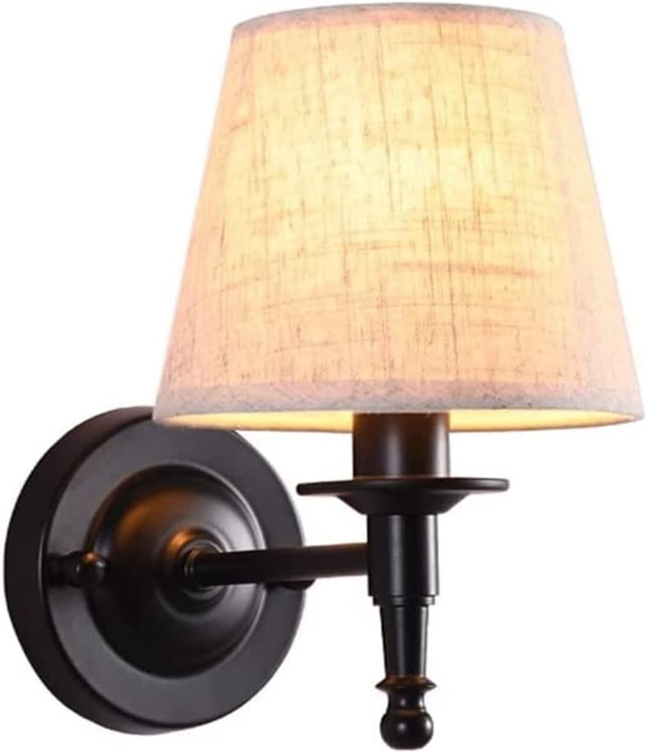 Matte Black Metal Wall Mount Light Home Decor Lighting Fixture Classic Fabric Wall Sconce Lamp E14 Bedside Reading Wall Lamps Retro Sconces for Living Bedside Hotel