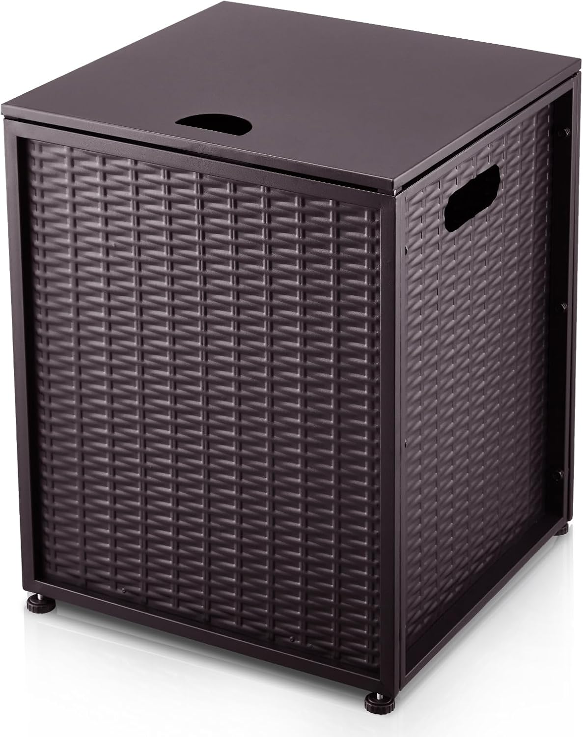 Outdoor Propane Tank Cover, 20 lbs Tank Side Table with Side Handles, Weatherproof Gas Tank Holder Storage Box, 16