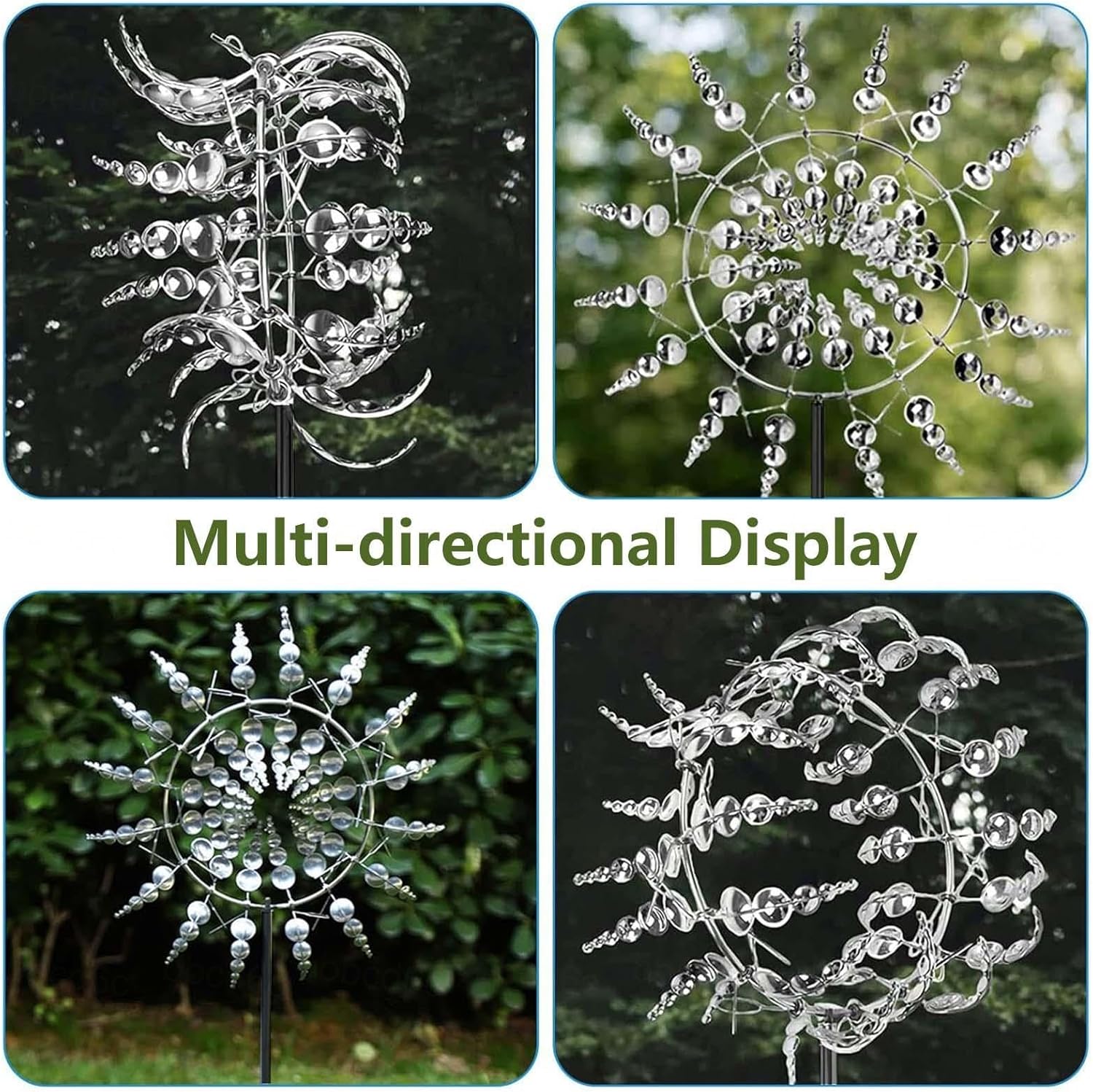 Solar Magic Windmill, Solar Wind Spinners 360° Wind with Kinetic, 13.4 x 71in Wind Mills Outdoor,Gold