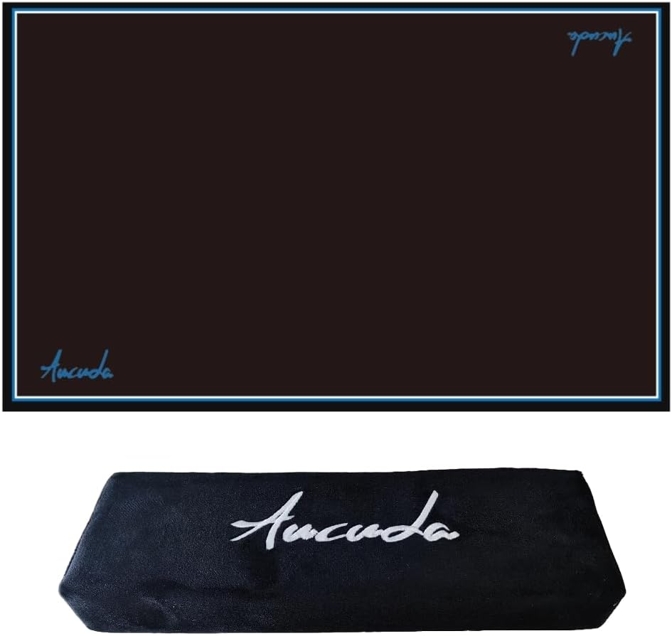 Aucuda Drum Rugs with Bass Drum Stopper, Drum Set Floor Mat, 4x6ft Electric Bass Drum Kit Pedal Carpet, Tightly Woven Fabric, Soundproof TPR Grip Bottom Accessories for Man, Apartment, Garage, Black.