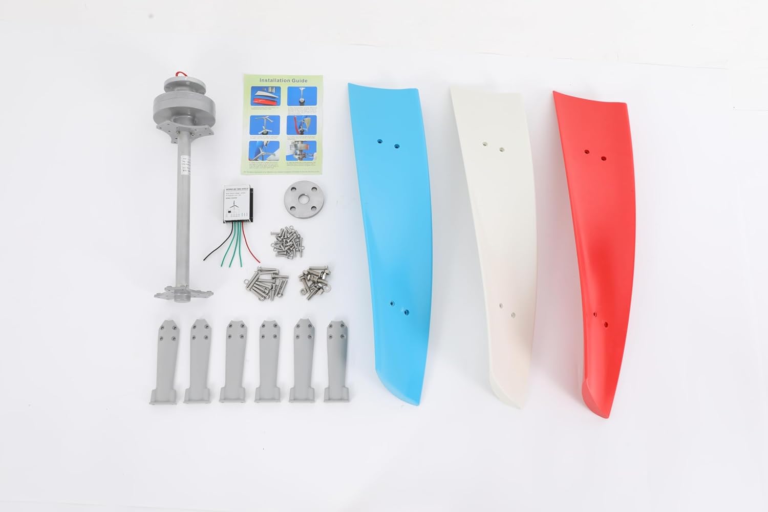 Wind Turbine Generator Kit 450W 24V Vertical Wind Power Turbine Generator Kit with Controller Rare Earth Permanent Magnet Generator for Home RV Boat Marine Electricity Set