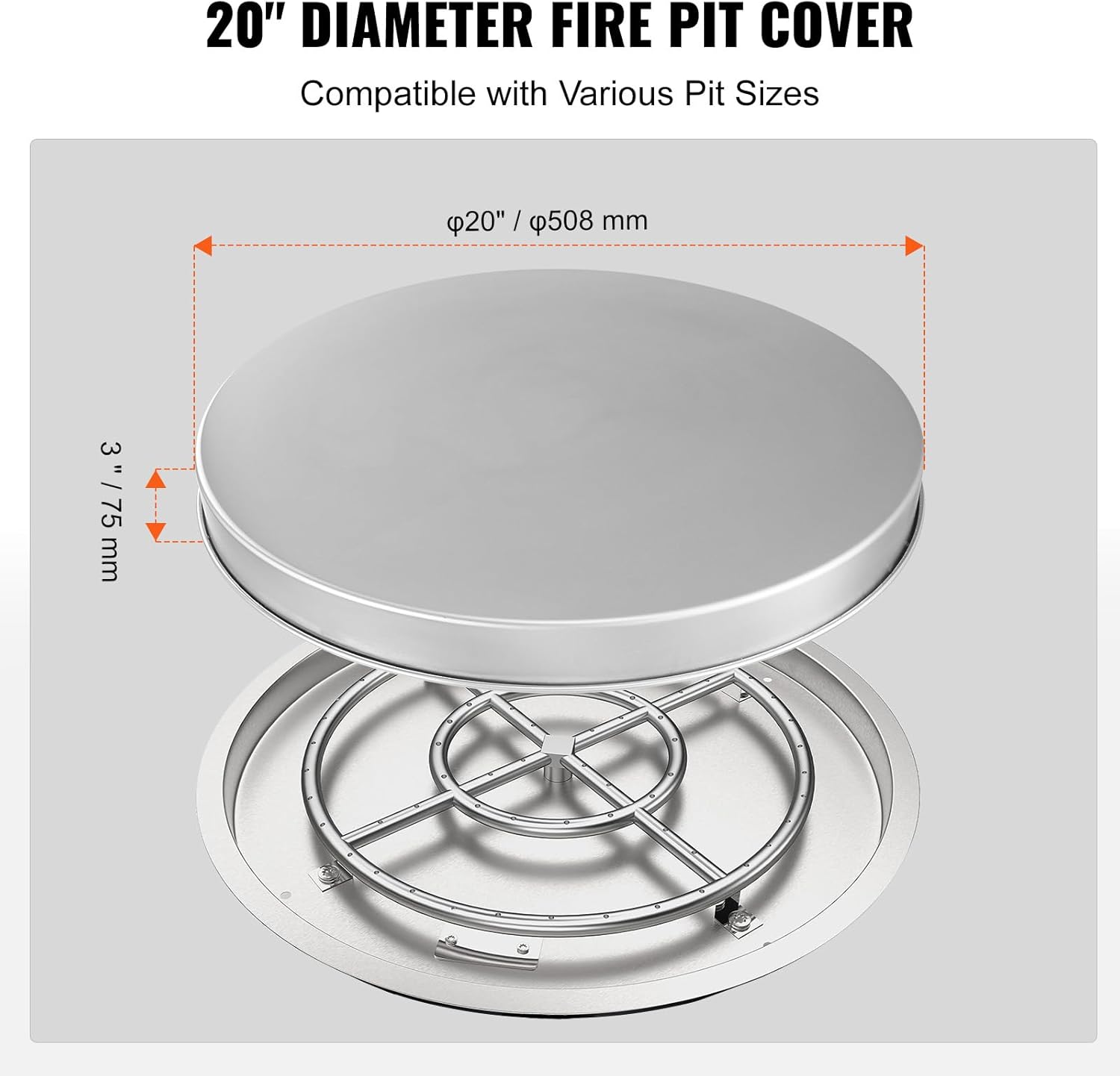 Happybuy Fire Pit Cover Lid, 20