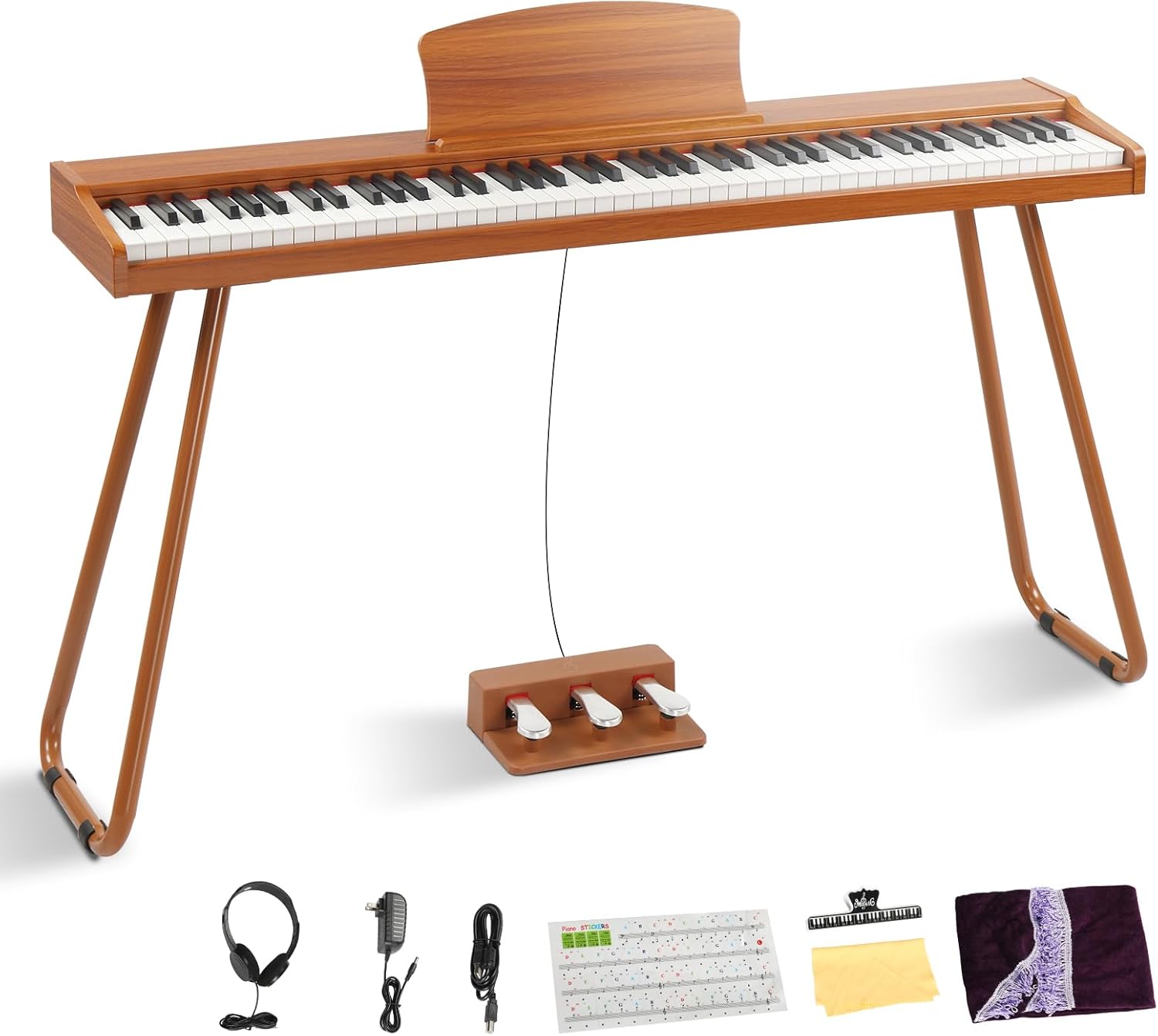 Ktaxon 88 Key Semi-Weighted Keyboard Piano, Digital Piano Keyboard with Professional Triple Pedal, Bluetooth MIDI Function, Advanced Chip and Full Equipment for Beginner (Natural)