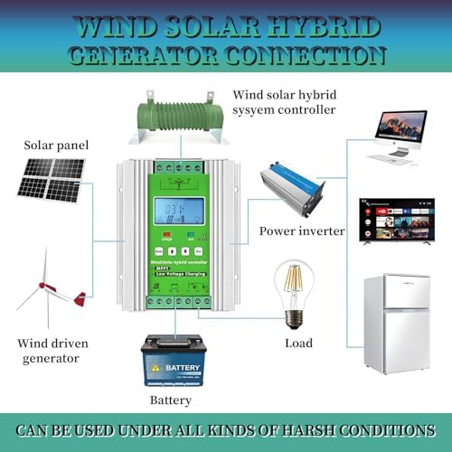 16000W Wind Solar Hybrid Controller - MPPT Boost Charging, LCD Display, 8000W Wind Turbine & Solar Power, 12V Multifunctional Charge Controller for Renewable Energy Solutions