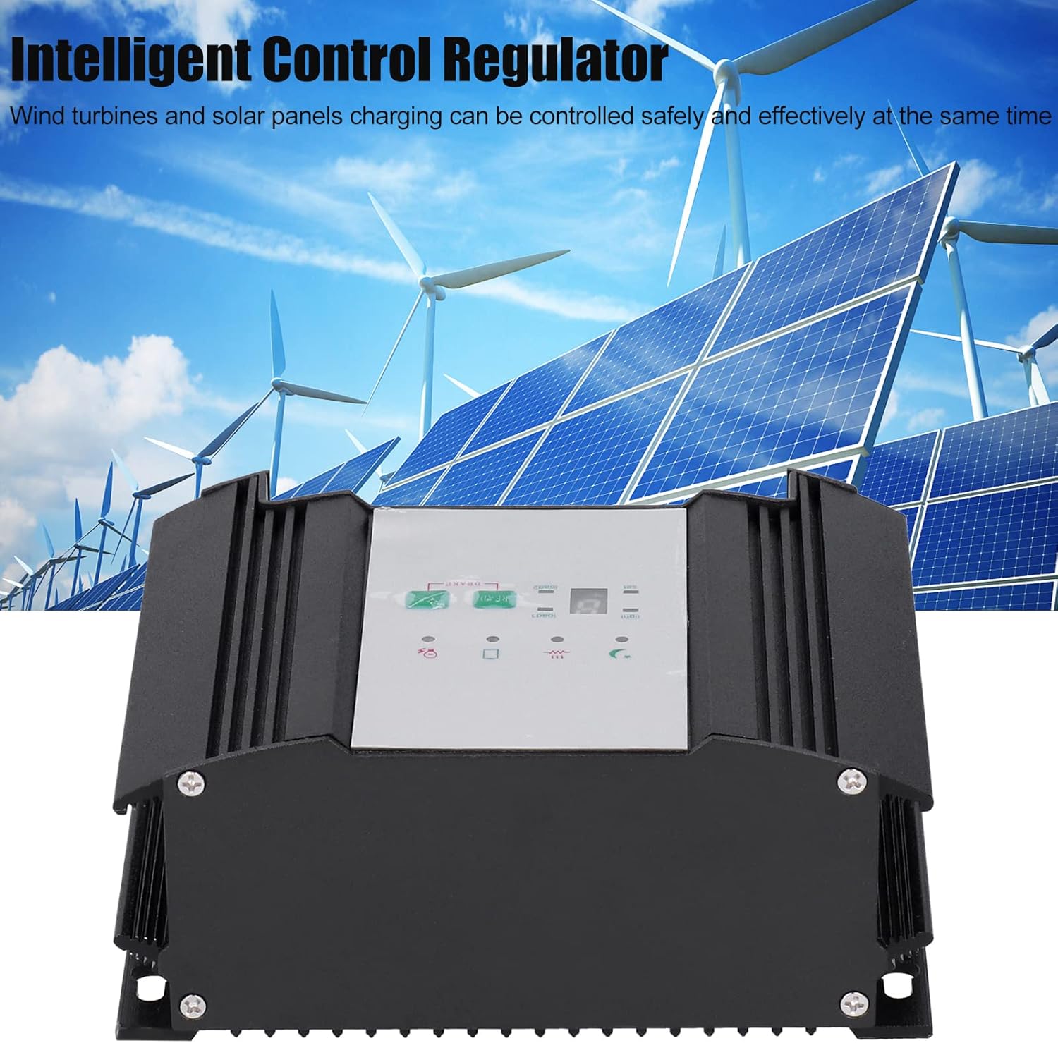 Wind Solar Hybrid Controller Intelligent LED Digital Display High Efficiency Charging for Wind Solar Power Systems Aluminum Alloy 24V 600W 300W