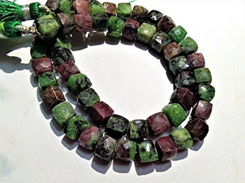 13 inch natural beads strand of 6-7mm faceted box ruby zoisite gemstone beads for DIY jewelry - necklace, bracelet, earring, ring.