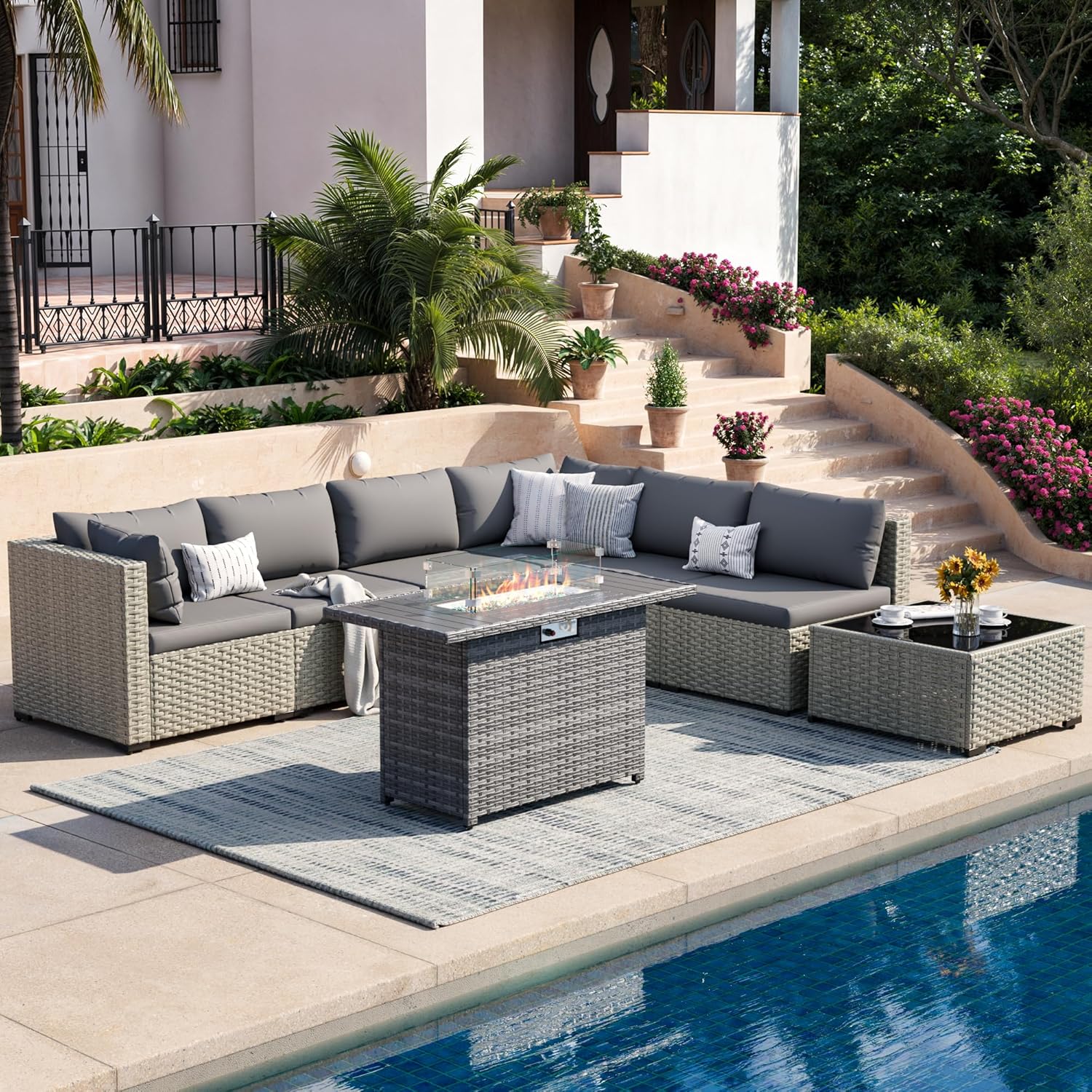 8 Piece Patio Furniture Set with 44
