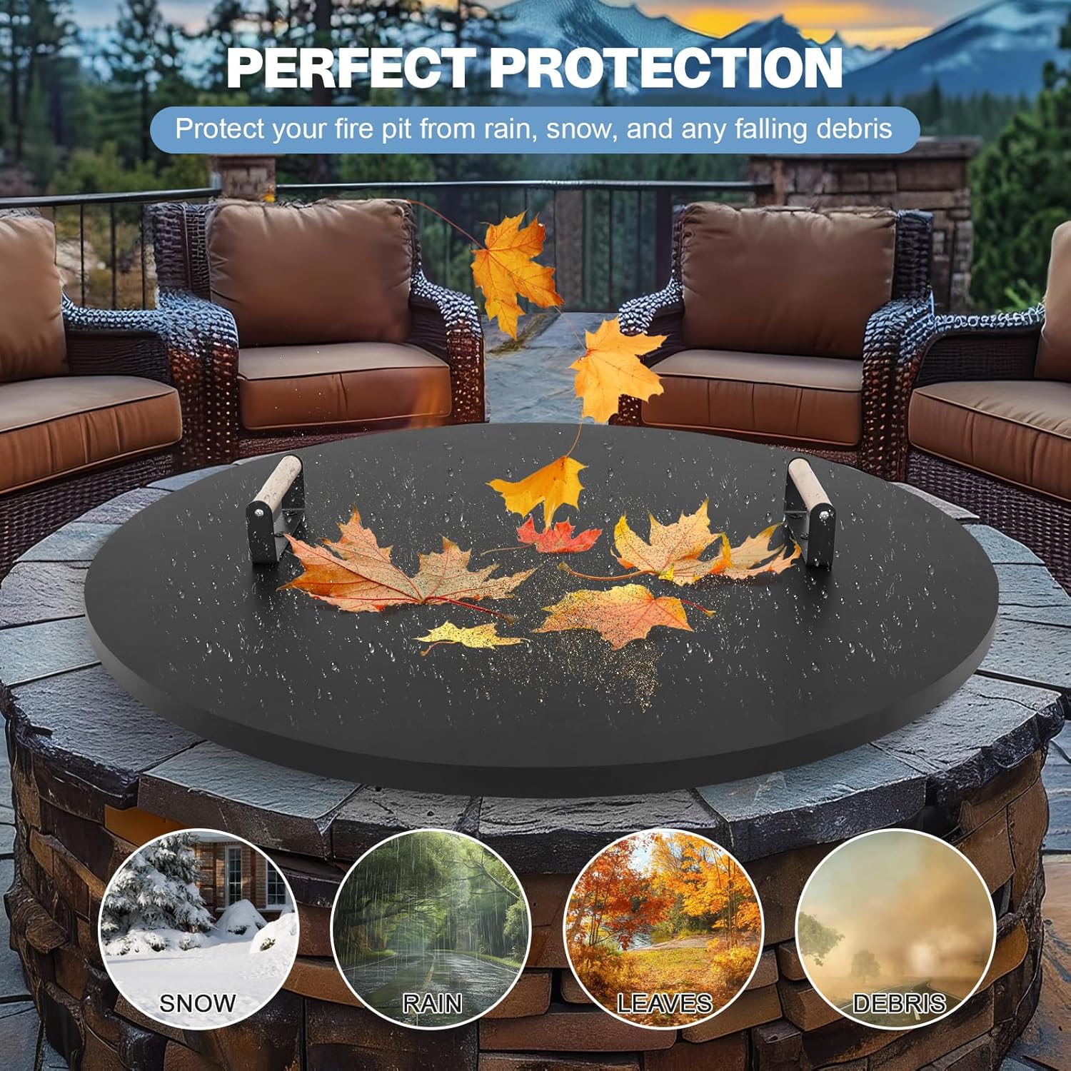 Smokeless Fire Pit Outdoor- 20 Inch Low Smoke Metal Fire Pits & Fireplaces for Outside with Carry Bag, Fire Pit Lid Cover Round - 34