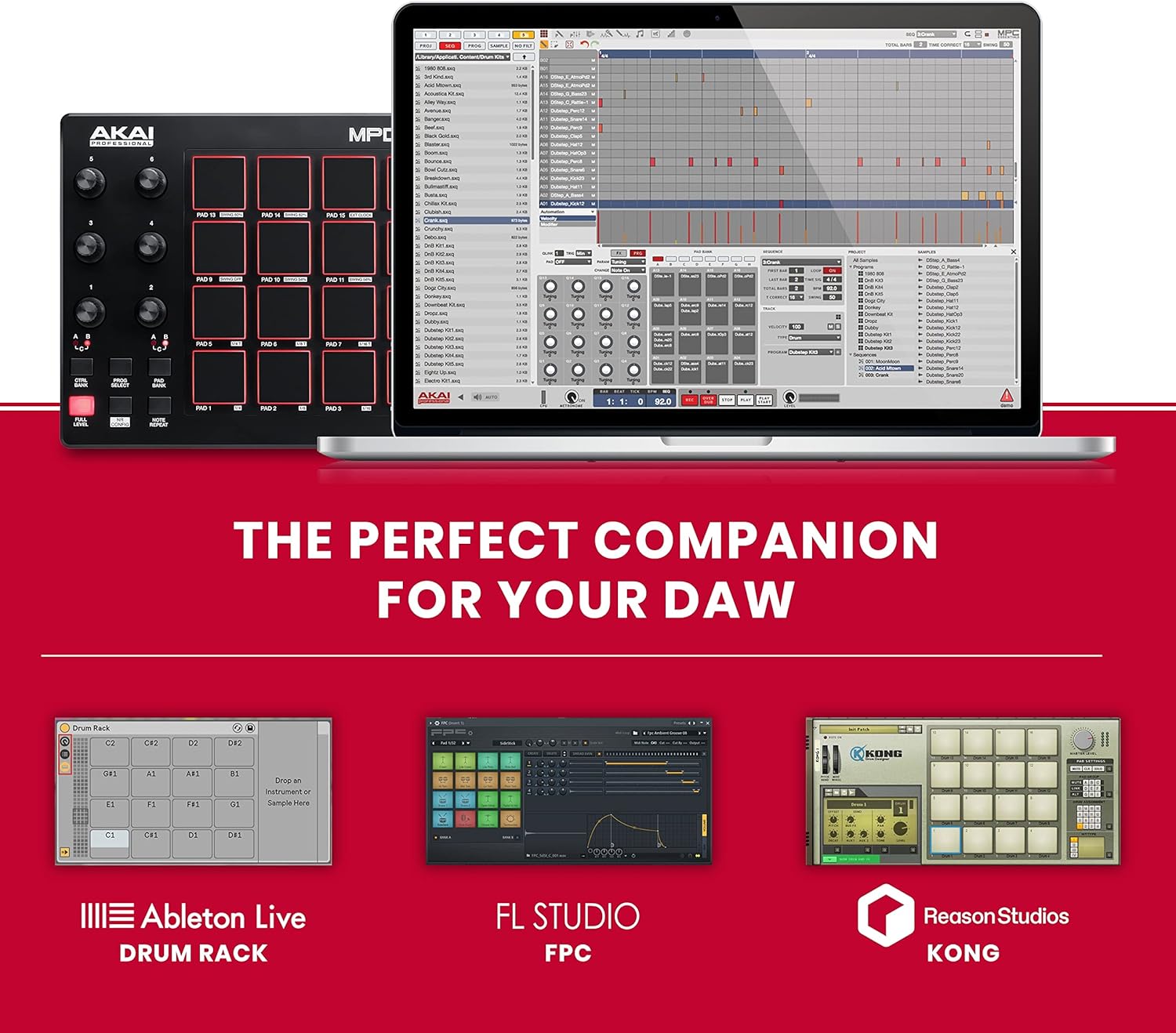 Akai Professional MPD218 - USB MIDI Controller with 16 MPC Drum Pads, 6 Assignable Knobs, Note Repeat and Full Level Buttons and Production Software