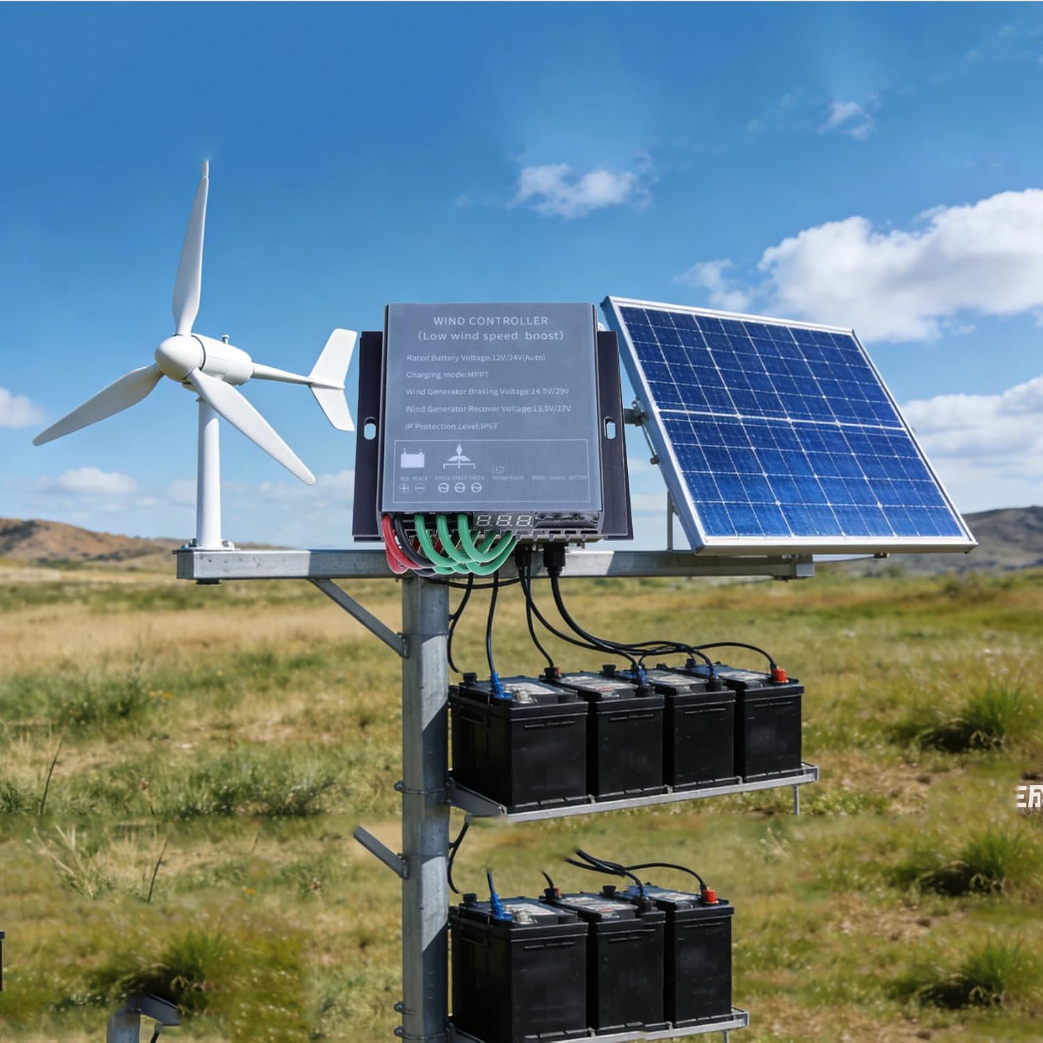 Wind Generator Controller, IP67 Waterproof Low Voltage Regulator,12V-220V with LED Indicator MPPT Control Method, Diode Indication (12000W)