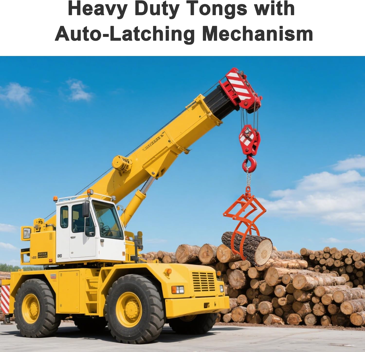 18 inch Automatic Log Lifting Tongs, Upgraded Auto-Grip/Release Heavy-Duty 4 Claw Log & Rock Tongs, Timber Claw Hooks Tools for Dragging & Lifting Logs Used as Tractor, ATVs and Trucks Accessories