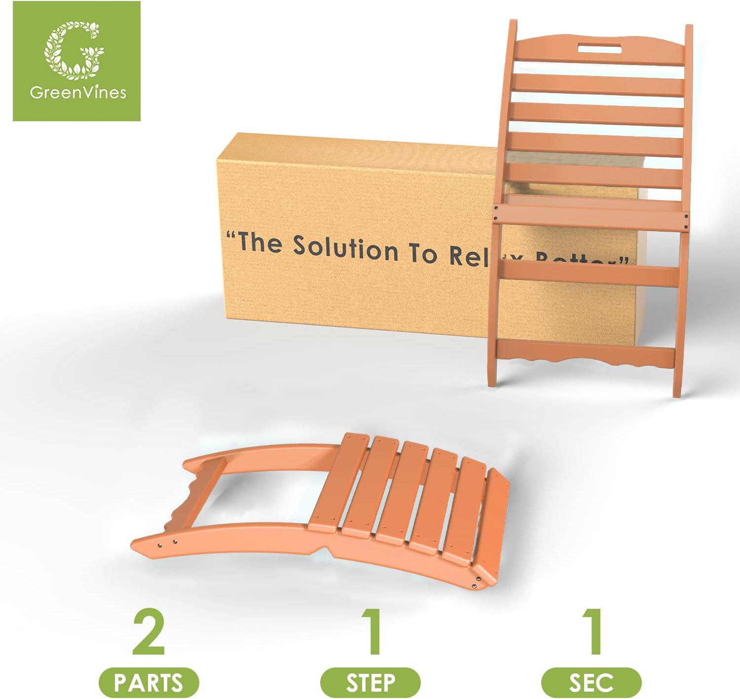 GREENVINES | Limited Edition | Apricot | Folding-Xavier-Chairs Set of 2 | Wave | Portable Adirondack-Chair | HDPE Plastic | All Weather Fire-Pit Chair | for Beach Outdoor Deck Poolside