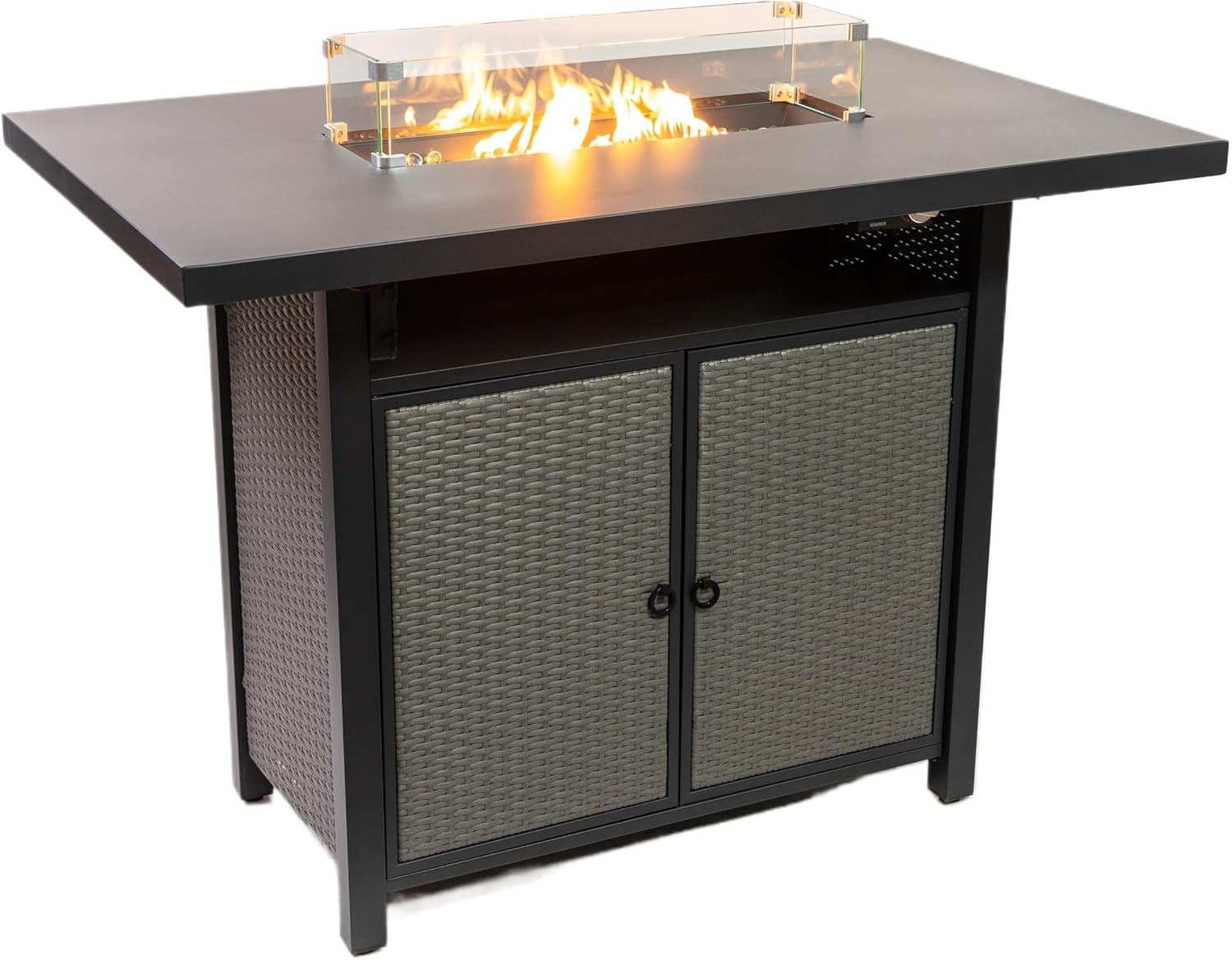 Propane Bartable Height Firetable - 55 Inch Outdoor Gas Fire Pit Table - 40,000 BTU Rectangular Fire Table for Warmth and Ambience - Outdoor Fire Table for Patio Deck Garden Backyard