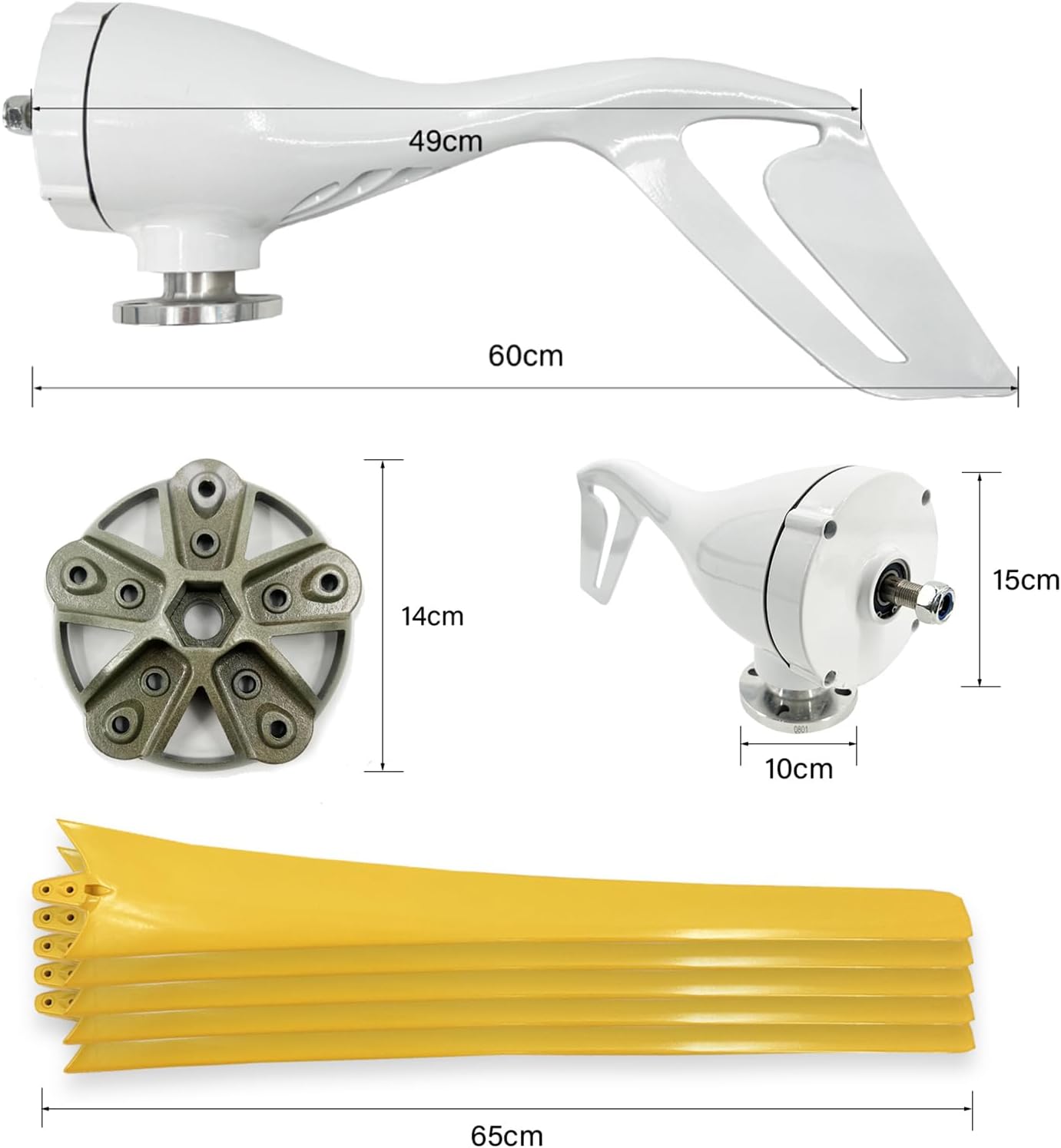 800W-1200W Wind Turbines Generator 12V / 24V / 48V Wind Generator with MPPT Controller and 5 Yellow Blades, Rated Wind Speed 13m/s, Windmill Generator Suit for Outdoors Garden Home,1200w,24V