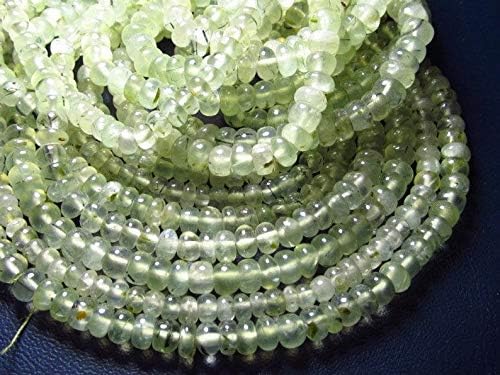 13 inch natural beads strand of 4-4.5mm smooth rondelle prehnite gemstone beads for DIY jewelry - necklace, bracelet, earring, ring.
