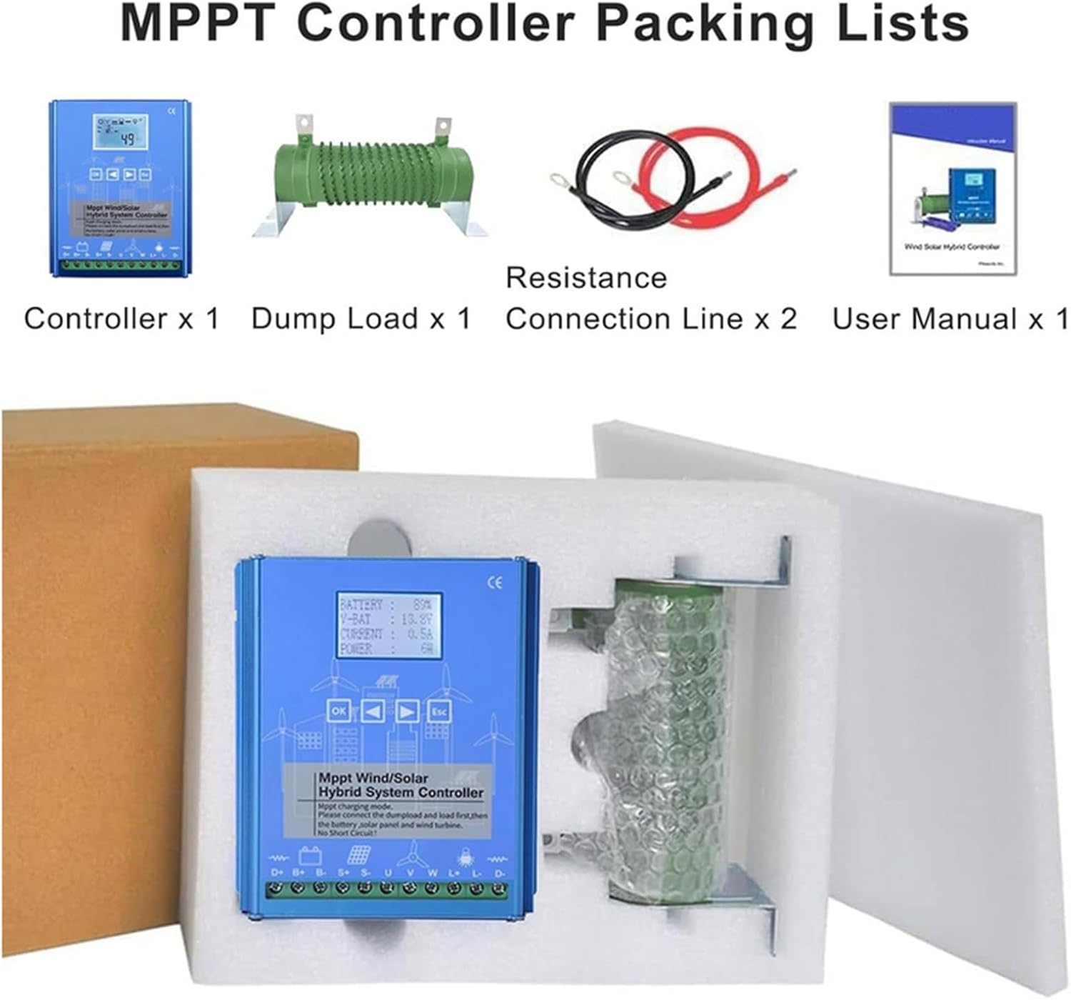 New Upgraded Wind Solar Hybrid Charge Controller, 4800W Wind Solar Hybrid Charge Controller 12V/24V/48V Auto Switch Regulator for Wind Turbine Generator Charger ,24V