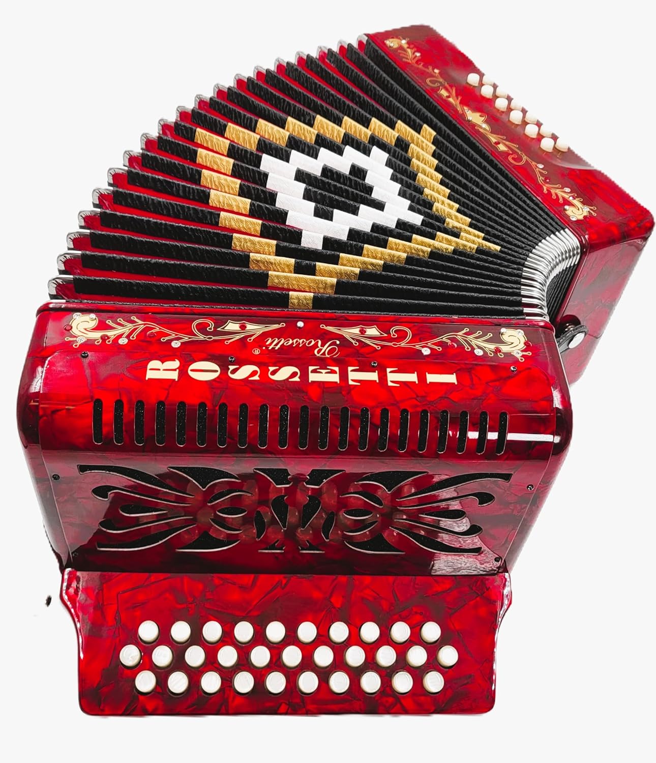 DIATONIC BUTTON ACORDEON RED GCF SOL 31/12 ACCORDION w CASE + STRAPs