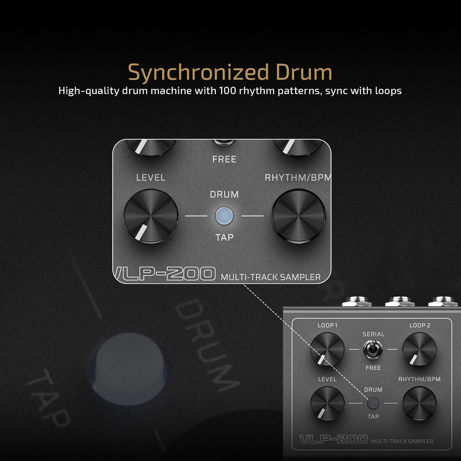 VALETON Looper Pedal Dual Track Stereo Looper for Guitar, Bass, Keyboard, Vocals Drum Machine 99 Project Storage spaces Software Support VLP-200(Included 1 PCS Additional 15 CM TS Cable)