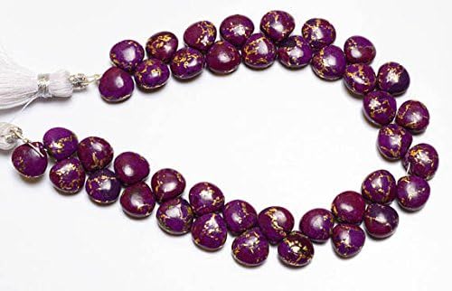 13 inch natural beads strand of 8mm smooth heart mojave purple copper turquoise gemstone briolletes beads for DIY jewelry - necklace, bracelet, earring, ring.
