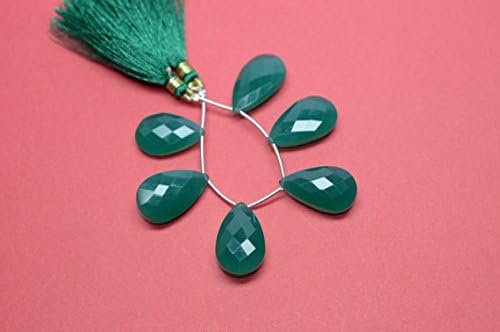 3 matched pair 15x25mm green onyx microfaceted large size pear briolette beads