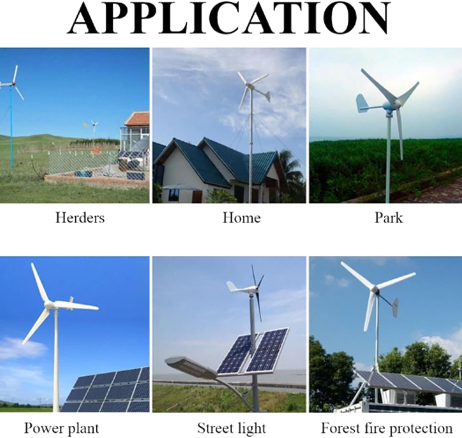 100W-1200W 6 Blades Horizontal Wind Turbine Generator,with Charger Controller 12V 24V 48V Horizontal Wind Turbine Suitable for Emergency Power Generation